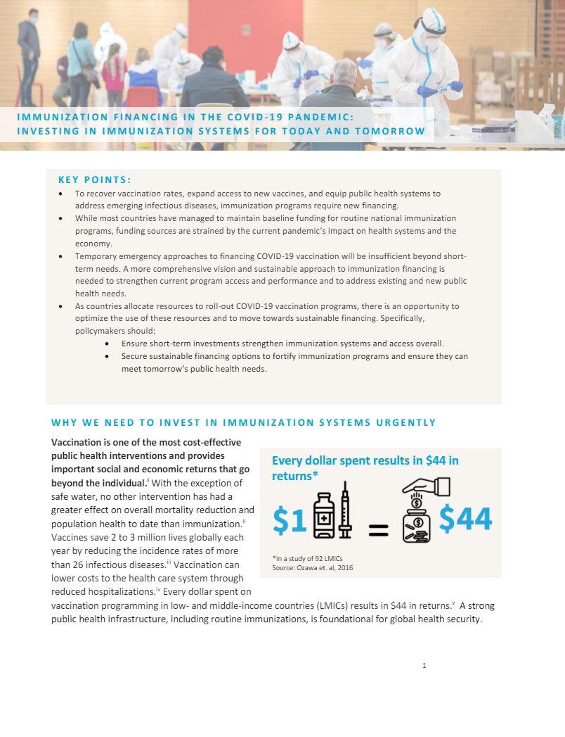 Immunization Financing in the COVID-19 Pandemic: Impact Brief ...