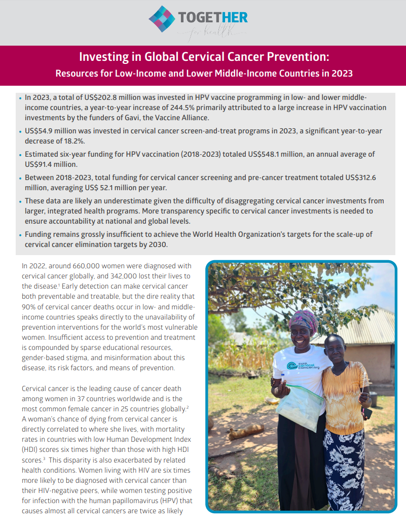 Investing in global cervical cancer prevention: Resources for low ...